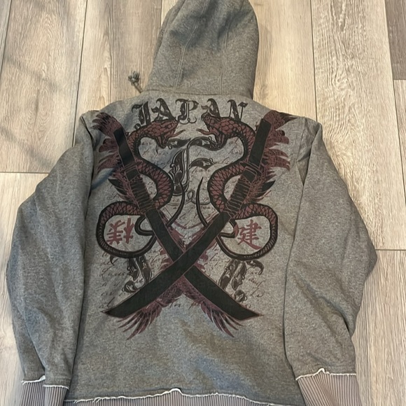 American Rag Other - American Ray Grunge Jacket with Skull; Fully fur Lined, Full Zip with Hoodie!